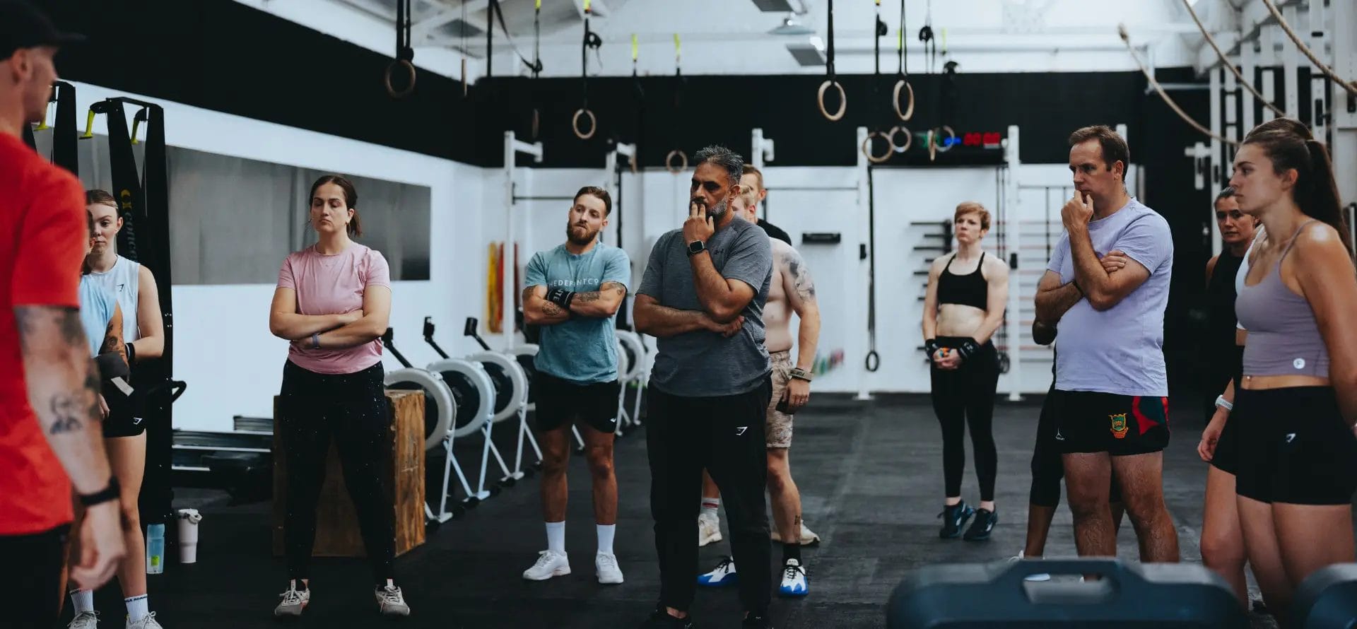 Members listening to coach